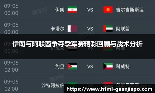 伊朗与阿联酋争夺季军赛精彩回顾与战术分析